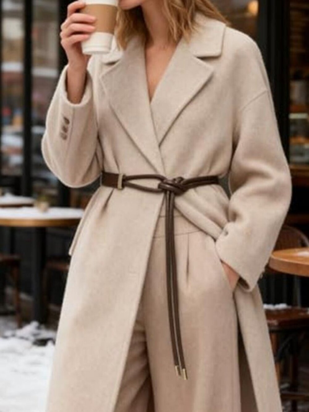 Women's Knotted Thin Waist Belt Brown Vegan Leather Skinny Belts